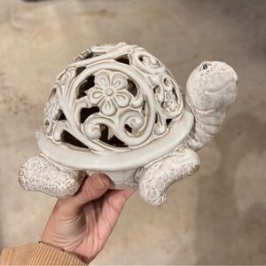 Vintage Decorative Ceramic Turtle Figurine - White